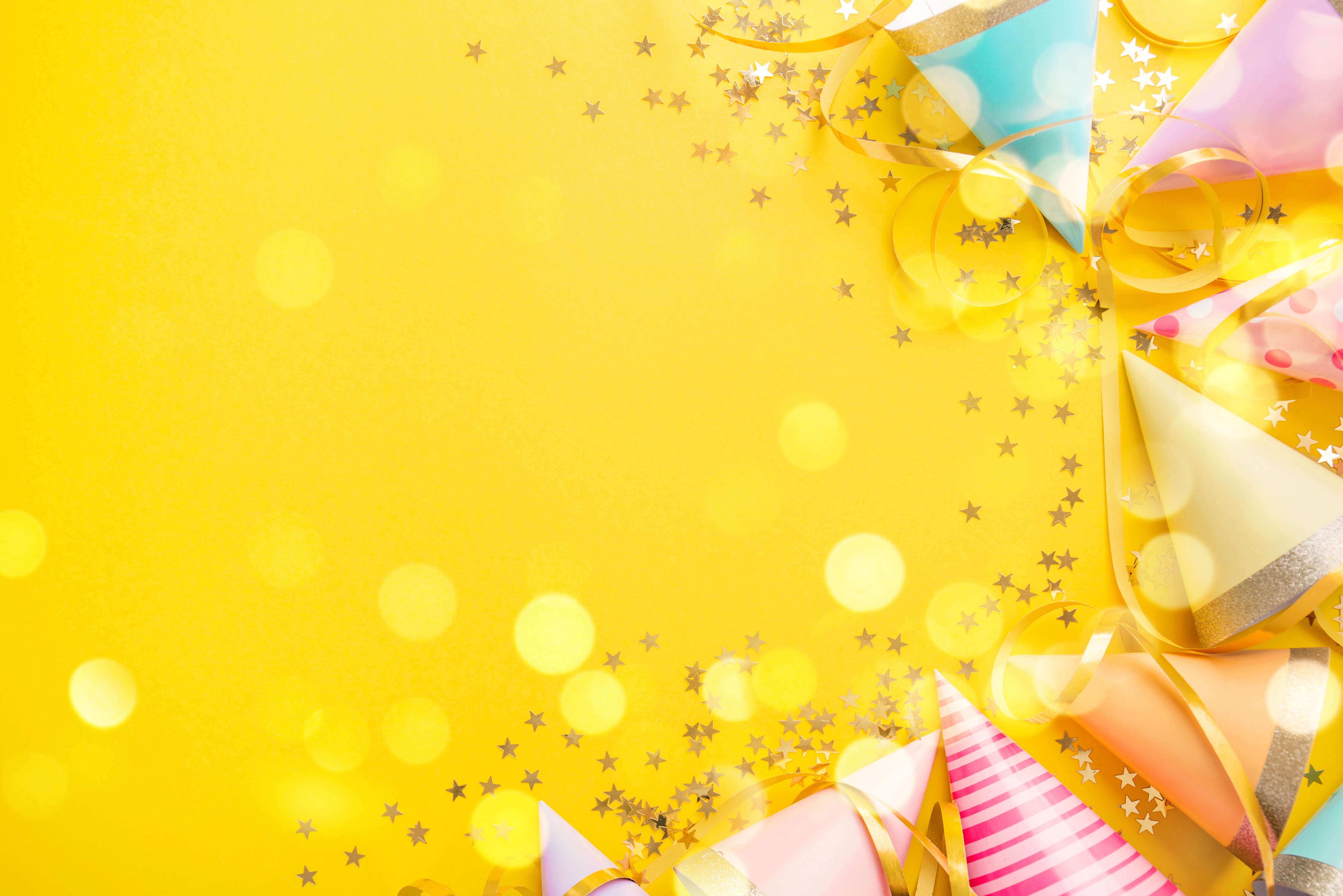 Birthday Party Background on Yellow